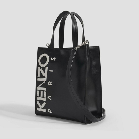 KENZO Paris logo black leather tote bag/crossbody bag - Picture 16 of 16